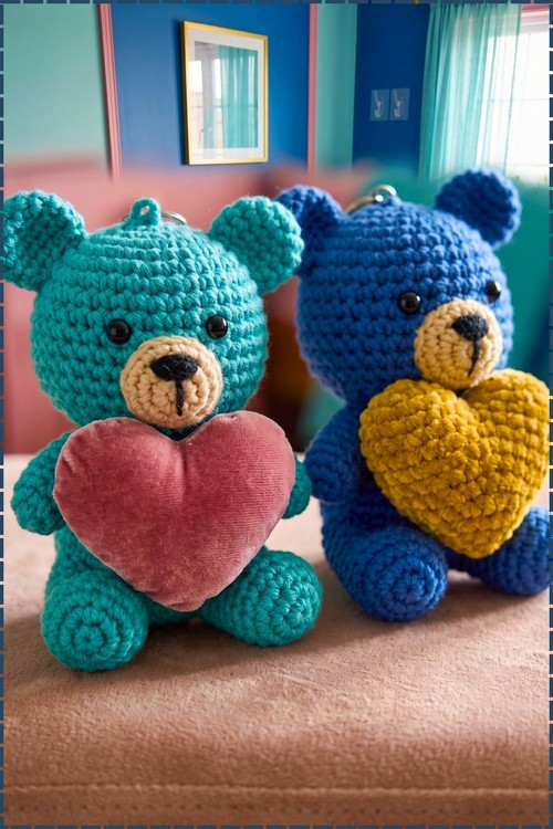 Crochet Couple Bear Keychain 1