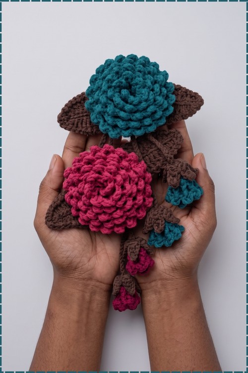 Crochet Dahlia Keychain 3