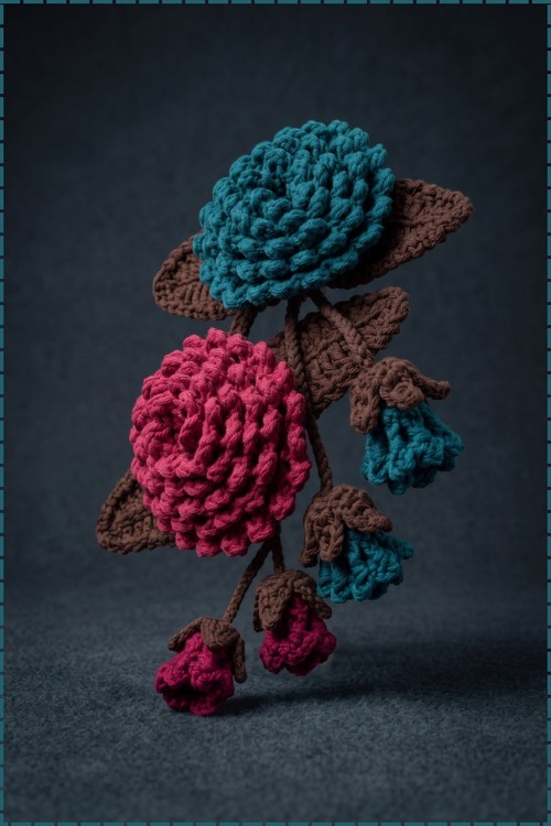 Crochet Dahlia Keychain 4