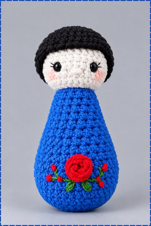 Crochet Doll Flower Embroidery 1