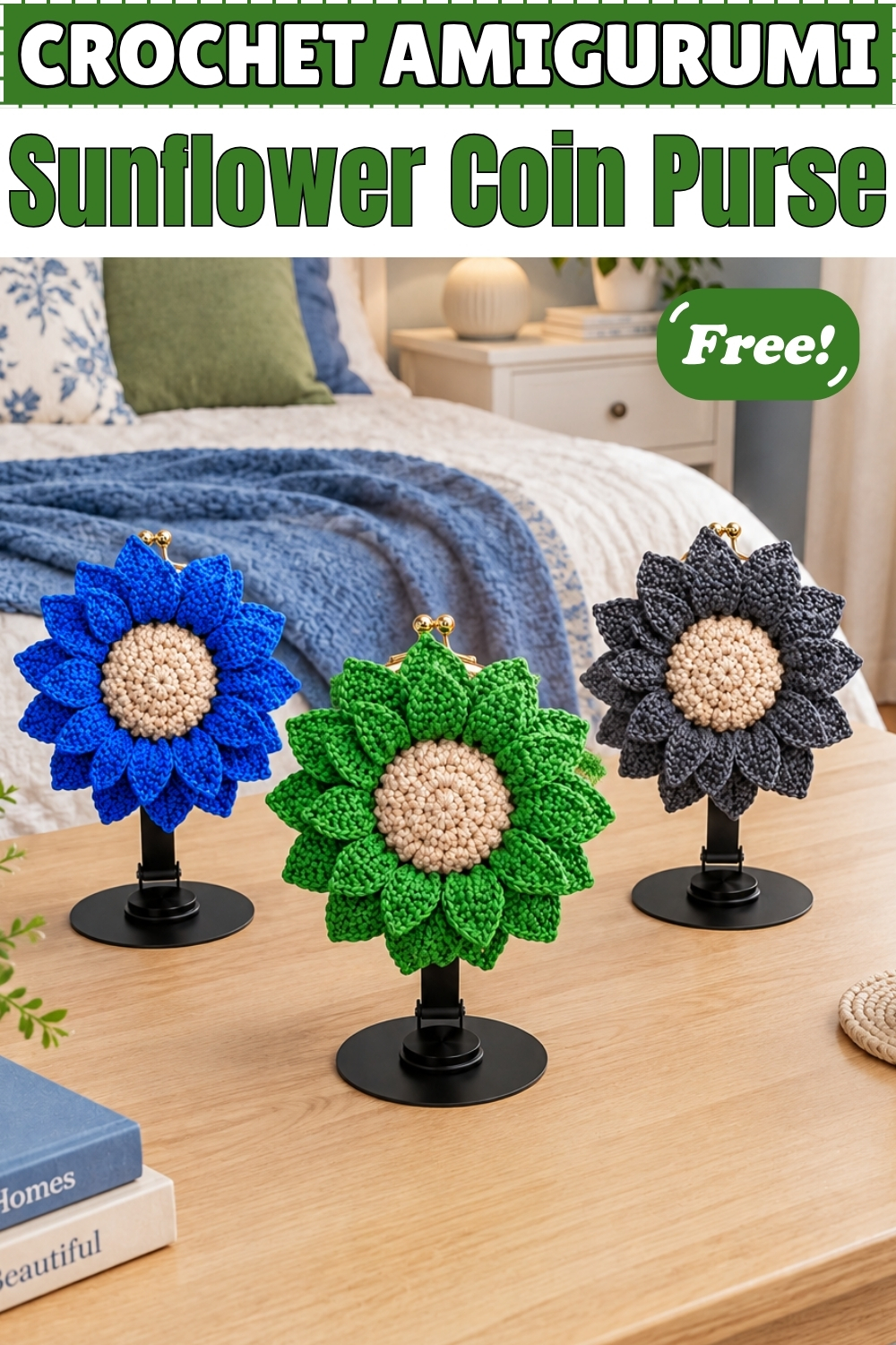 Easy CROCHET AMIGURUMI Sunflower Coin Purs