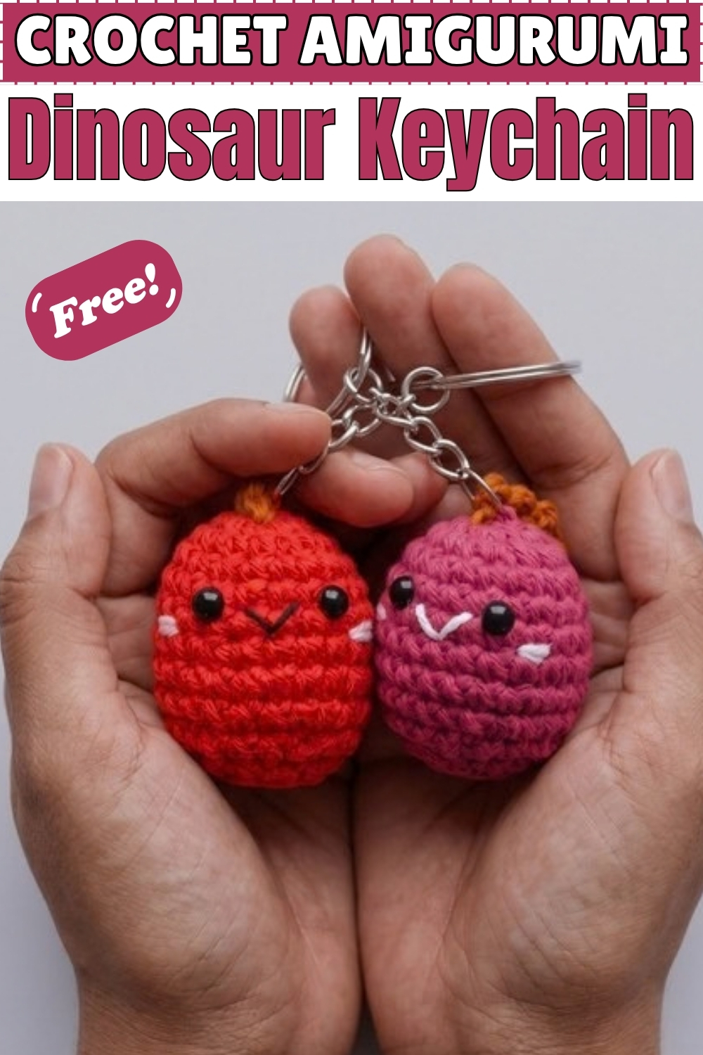 easy CROCHET AMIGURUMI Dinosaur Keychain