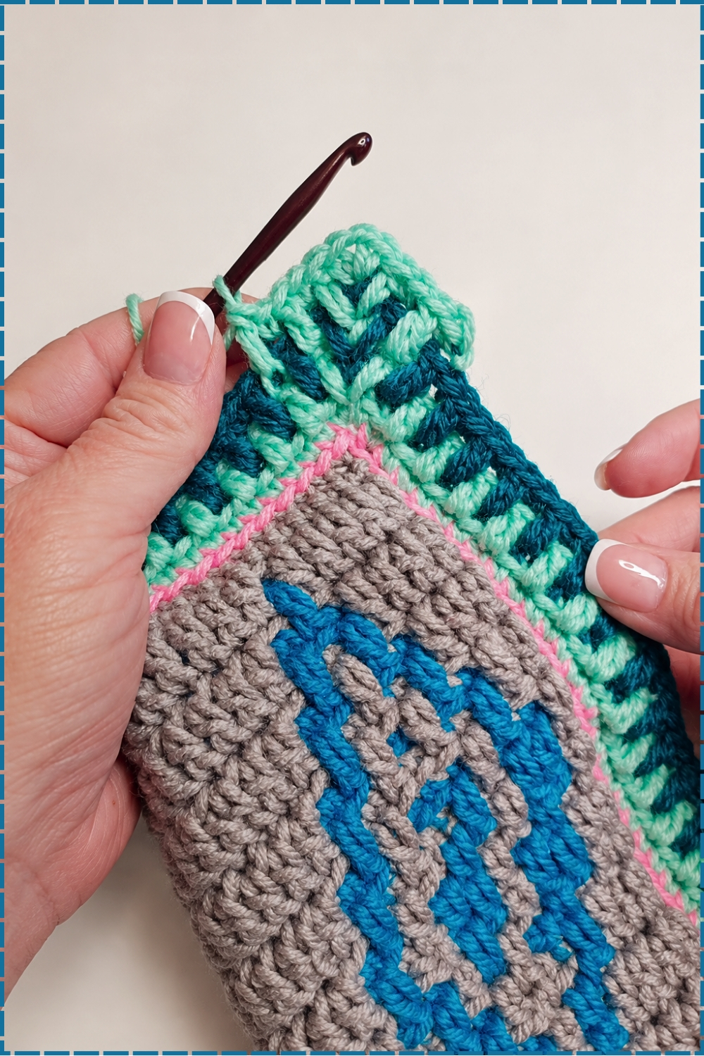 Bold Mosaic Crochet Border Blanket