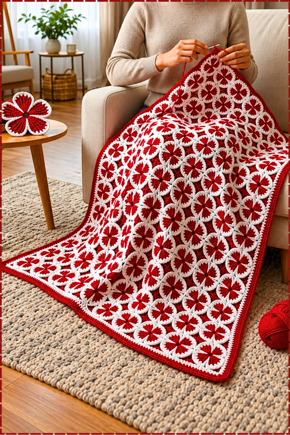 Bright Crochet Flower Tablecloth Blanket Pattern