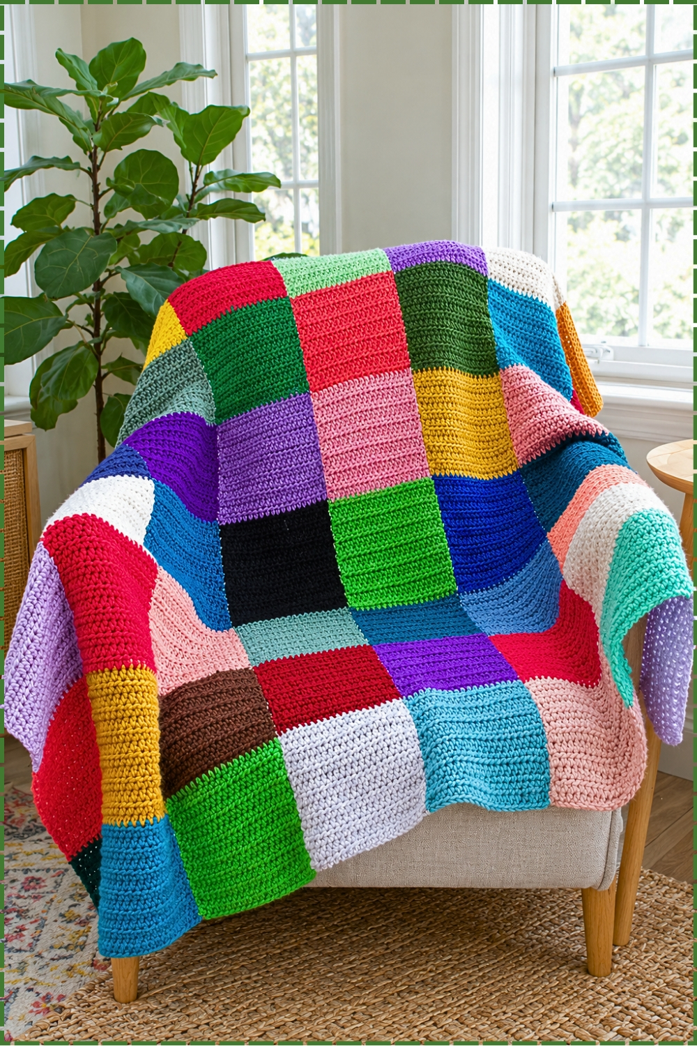 Bright Crochet Scrap Blanket Idea