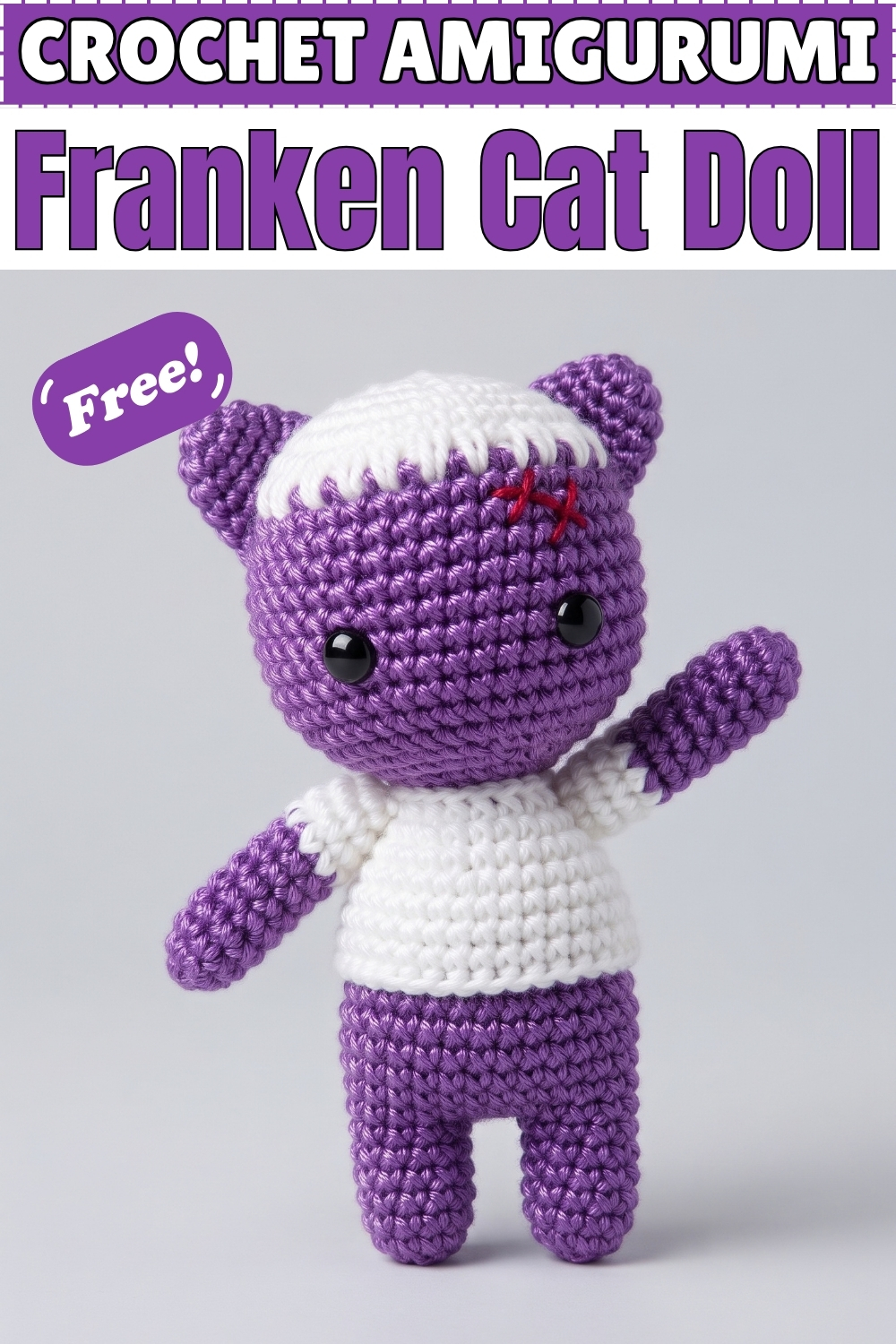 CROCHET AMIGURUMI Franken Cat Doll