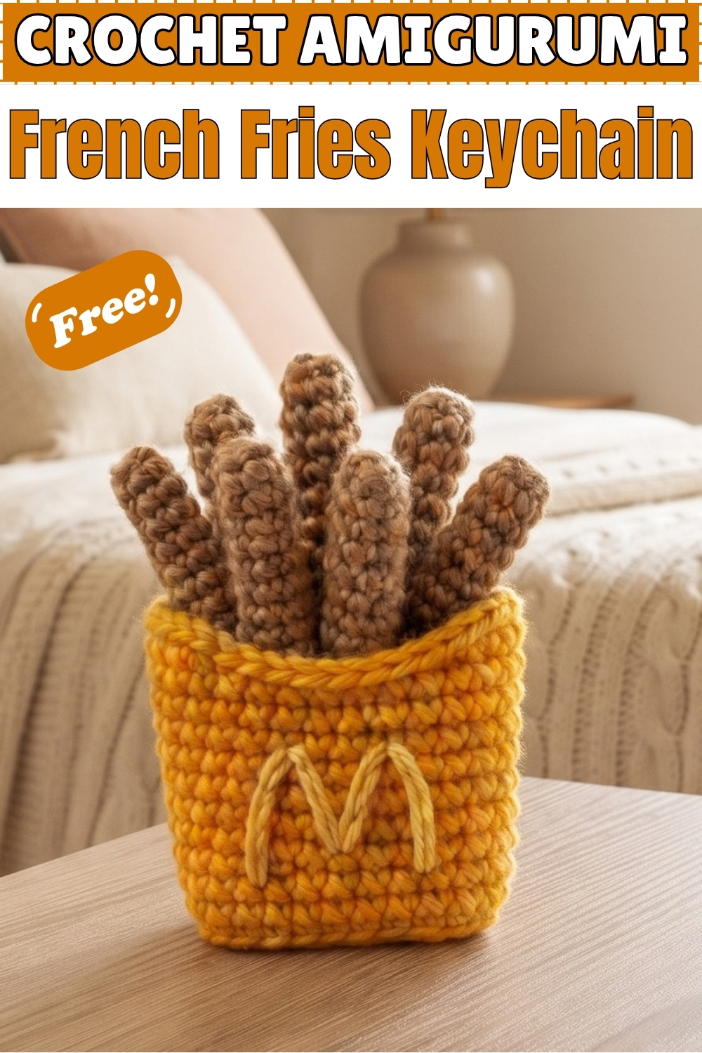 CROCHET AMIGURUMI French Fries Keychain