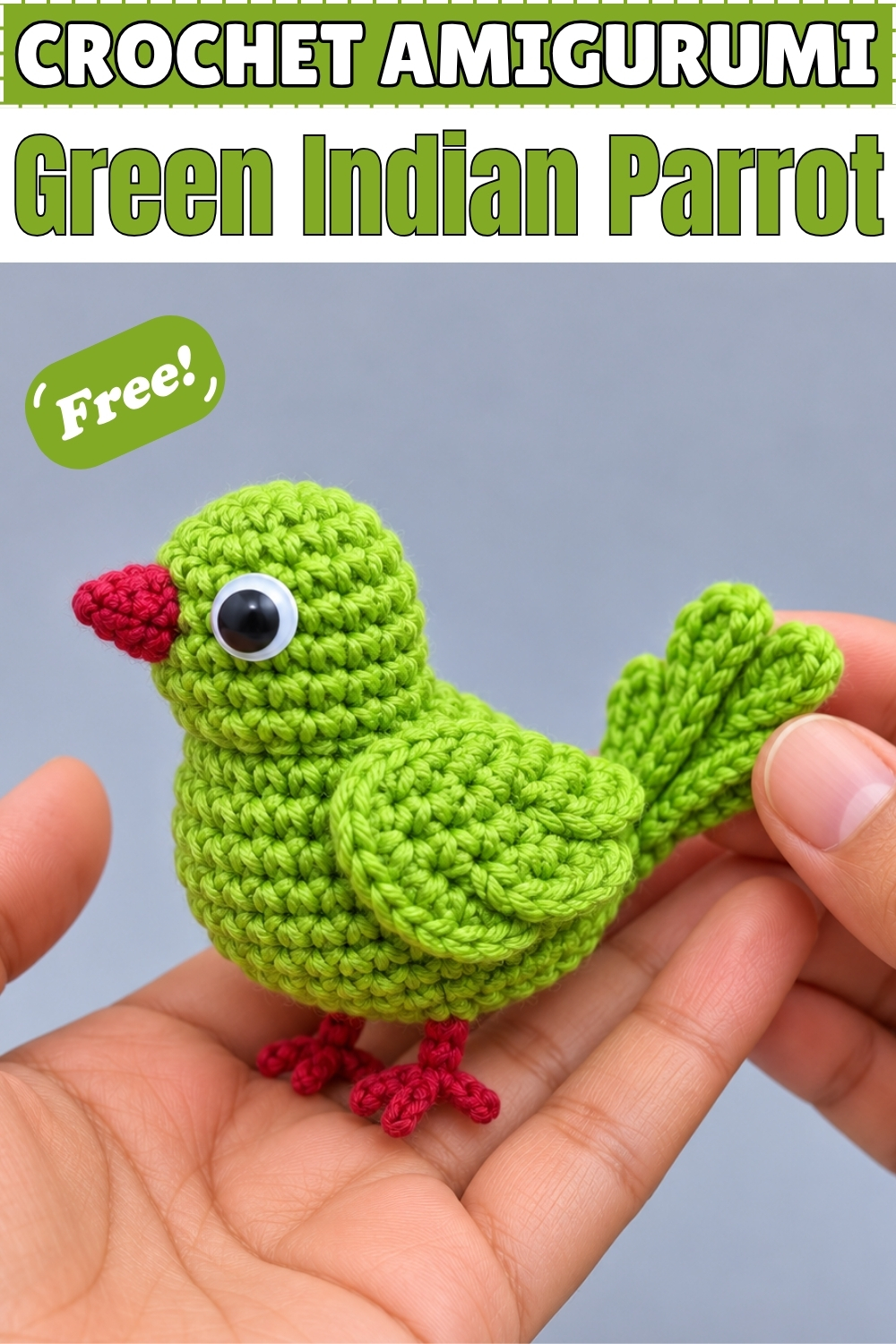 CROCHET AMIGURUMI Green Indian Parrot