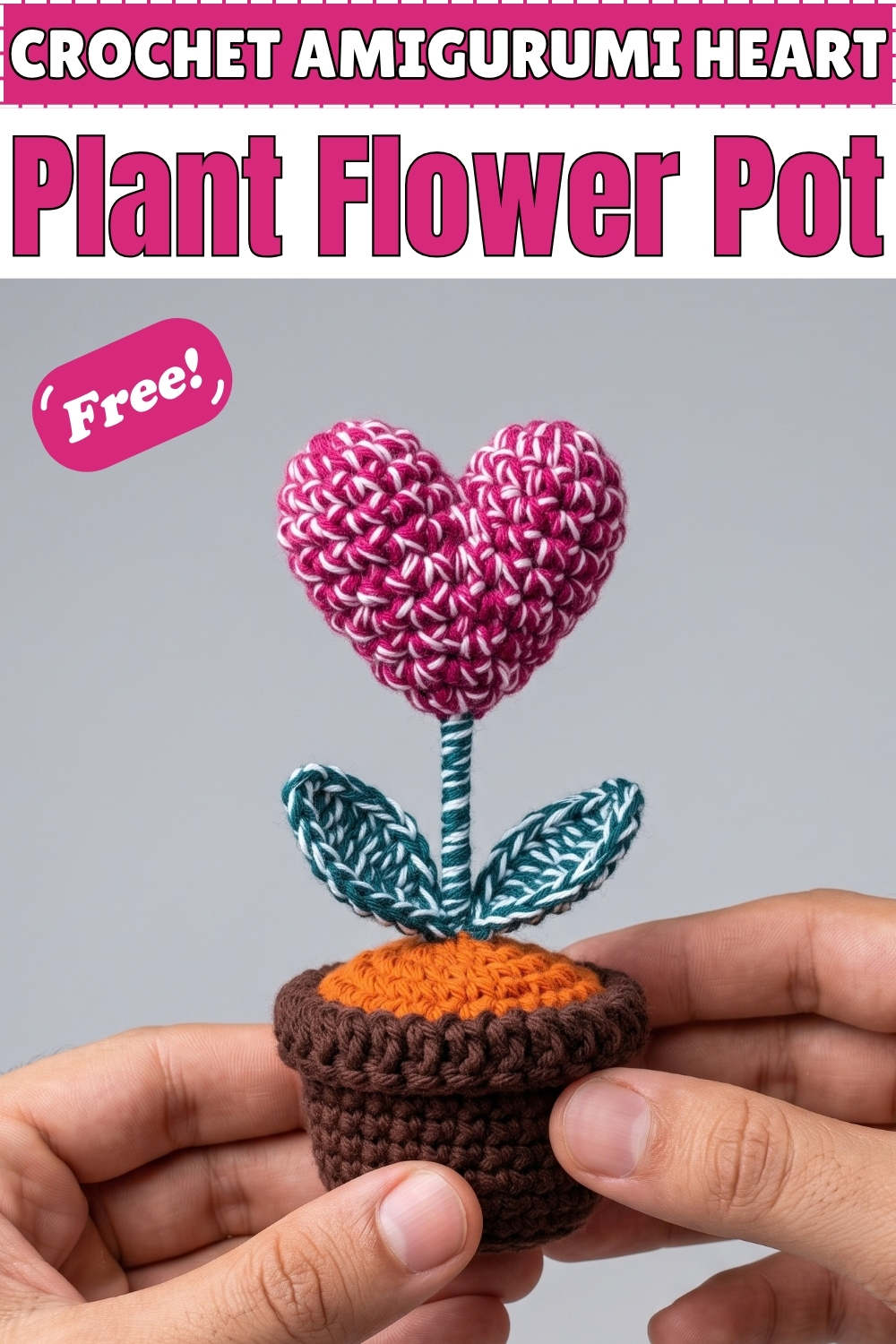 CROCHET AMIGURUMI Heart Plant Flower Pot