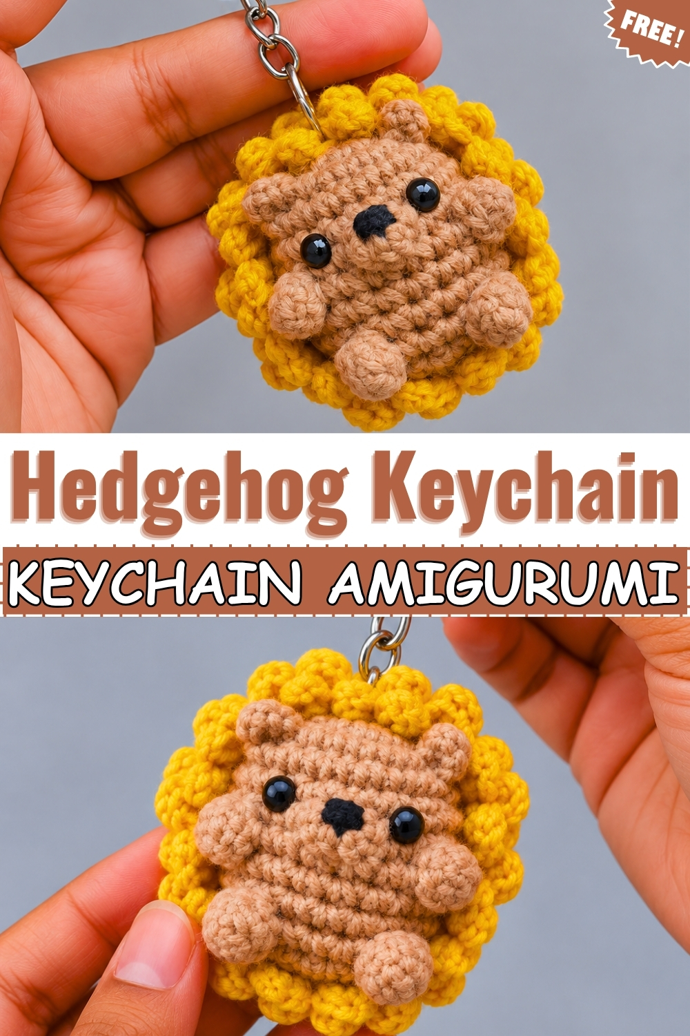 CROCHET AMIGURUMI Hedgehog Keychain