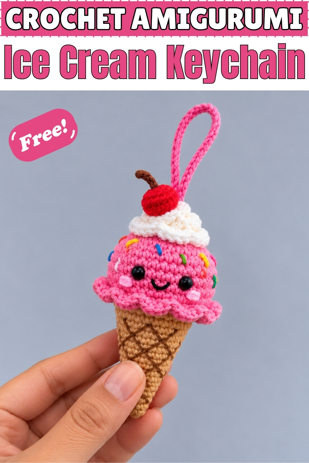 CROCHET AMIGURUMI Ice Cream Keychain