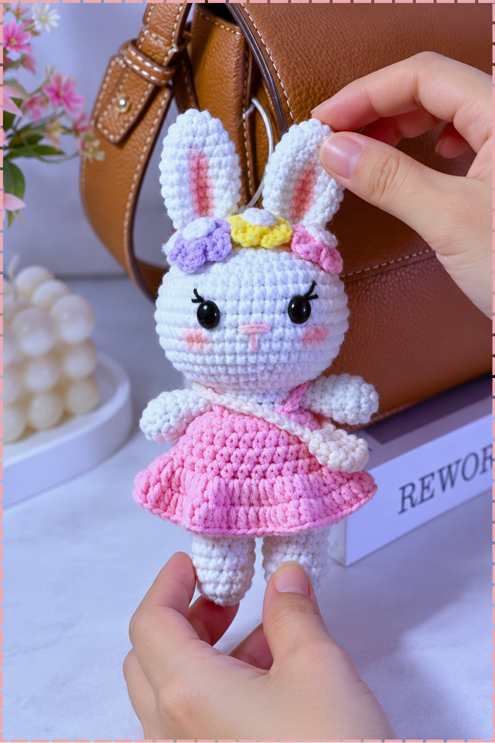 Charming Crochet Bunny with Flower Headband