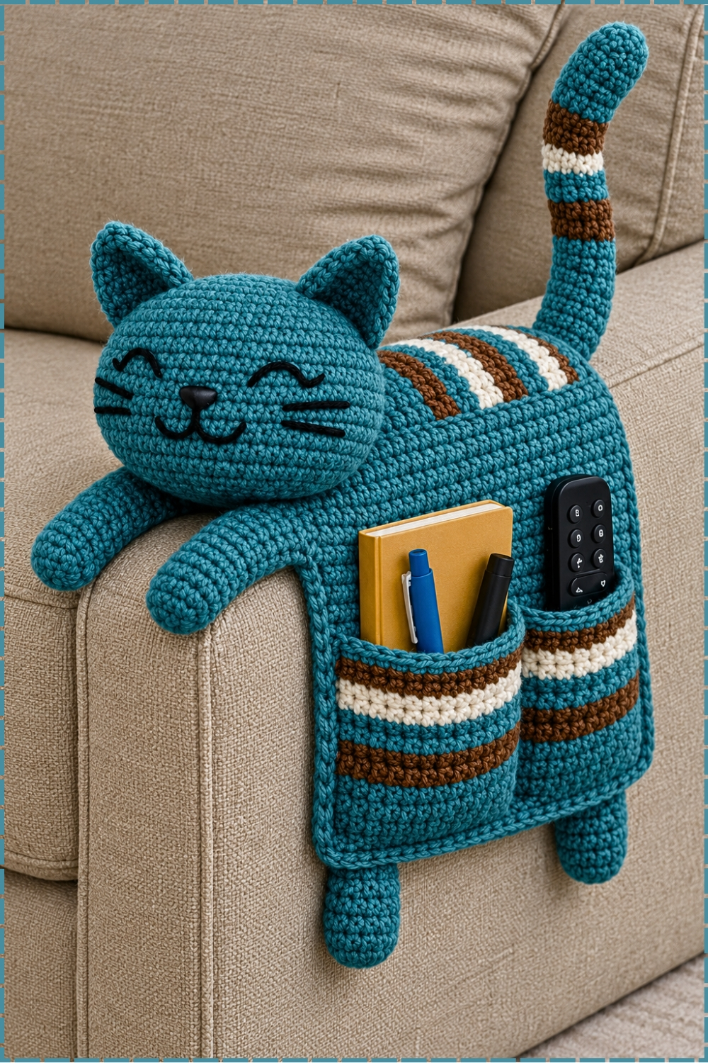 Charming Crochet Cat Sofa Armchair Organiser