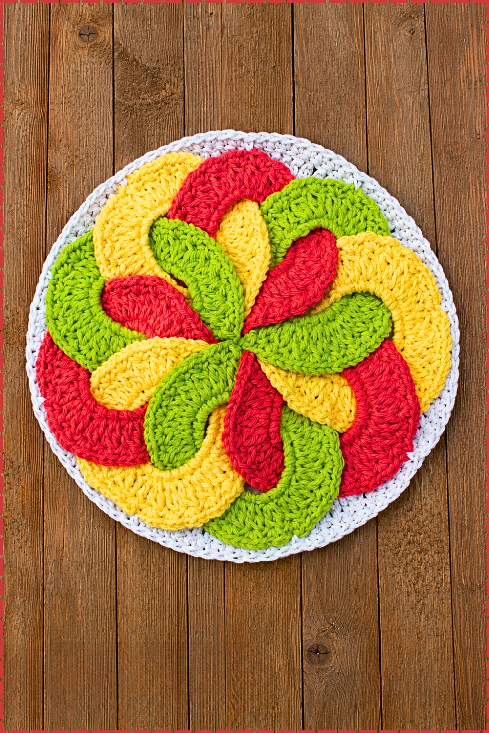 Cheerful Crochet Potholder Hot Pad Trivet