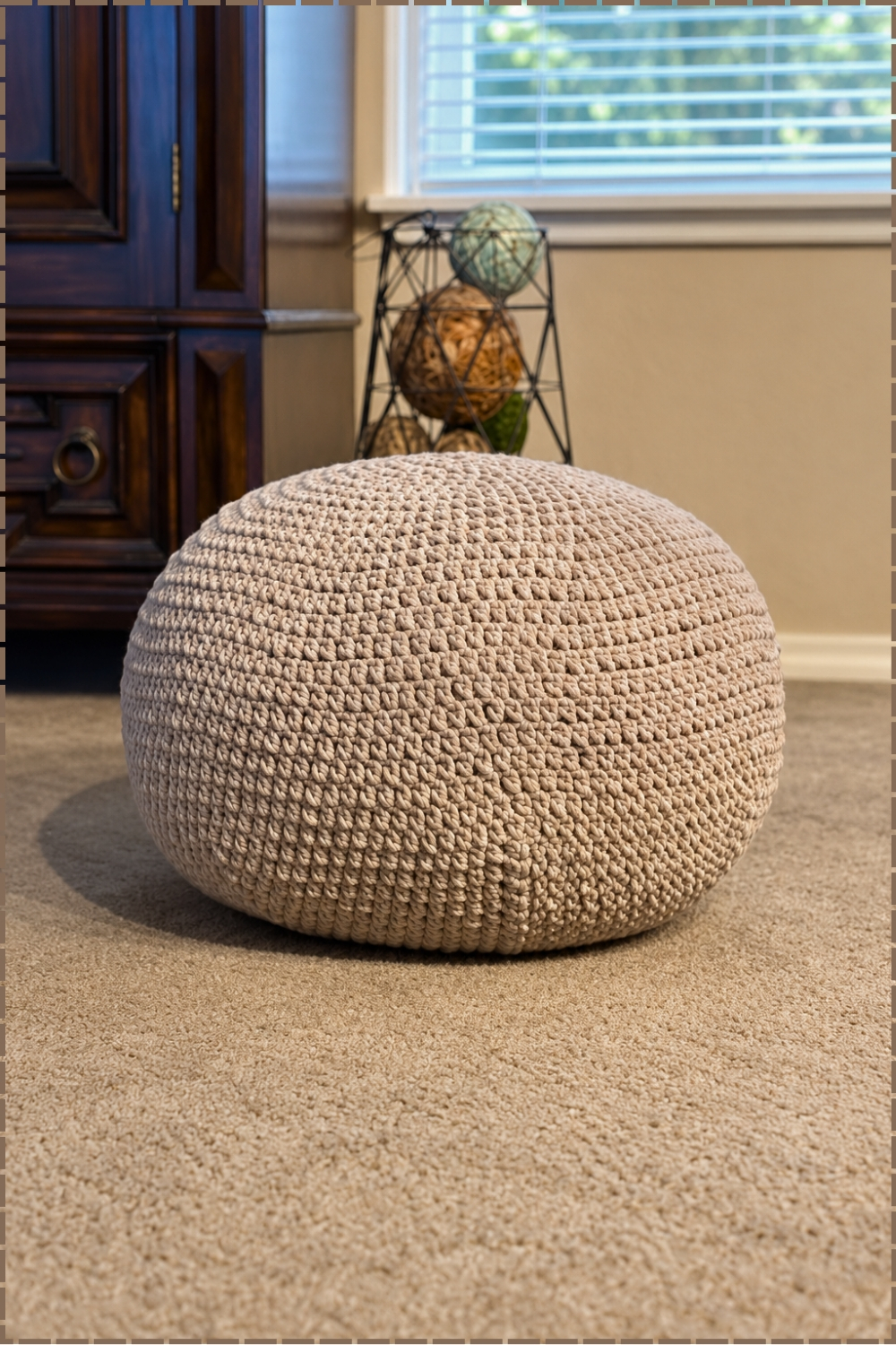 Chic Chunky Floor Pouf Free Crochet Pattern