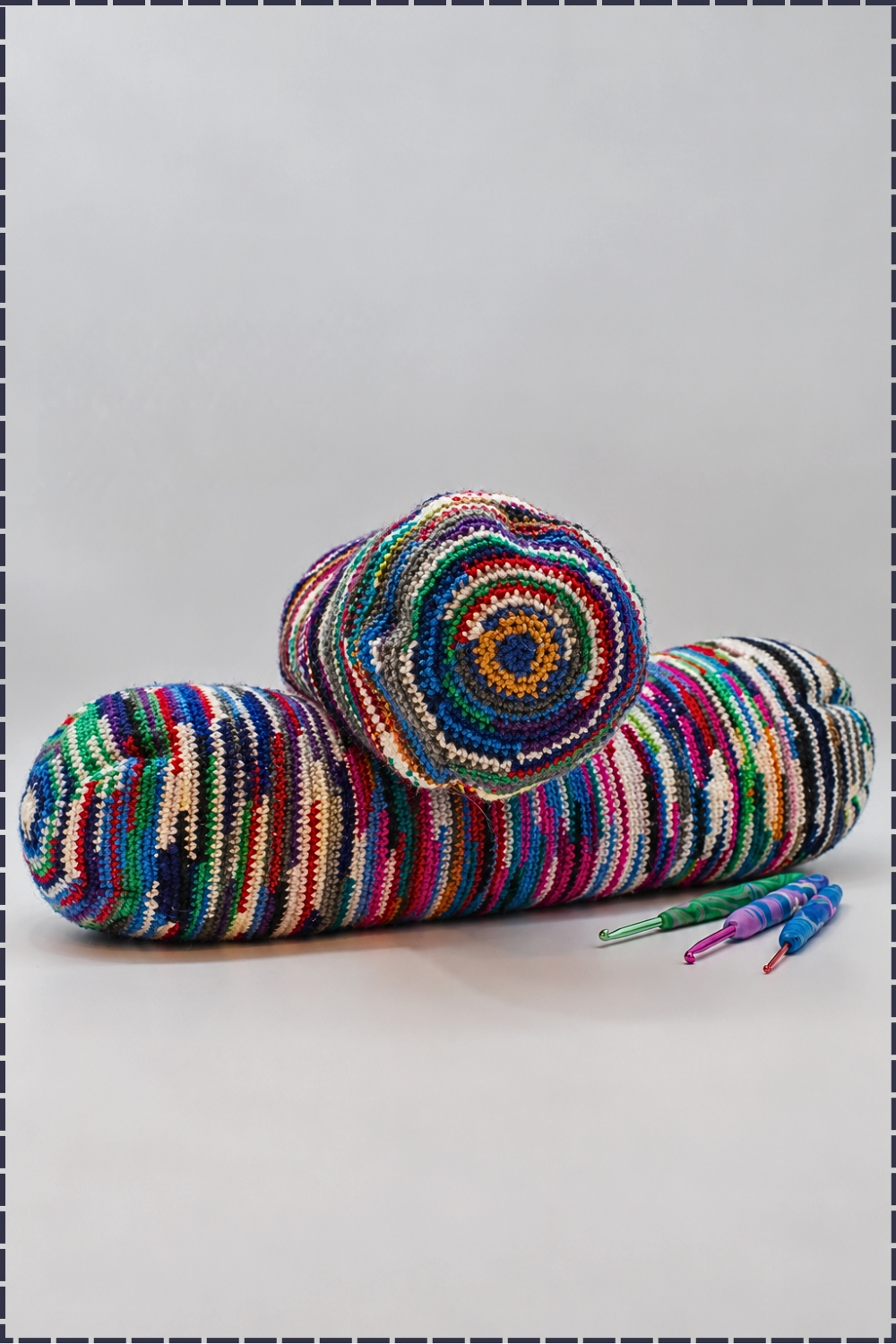 Colorful Crochet Magic Scrap Yarn Bolster Pillow