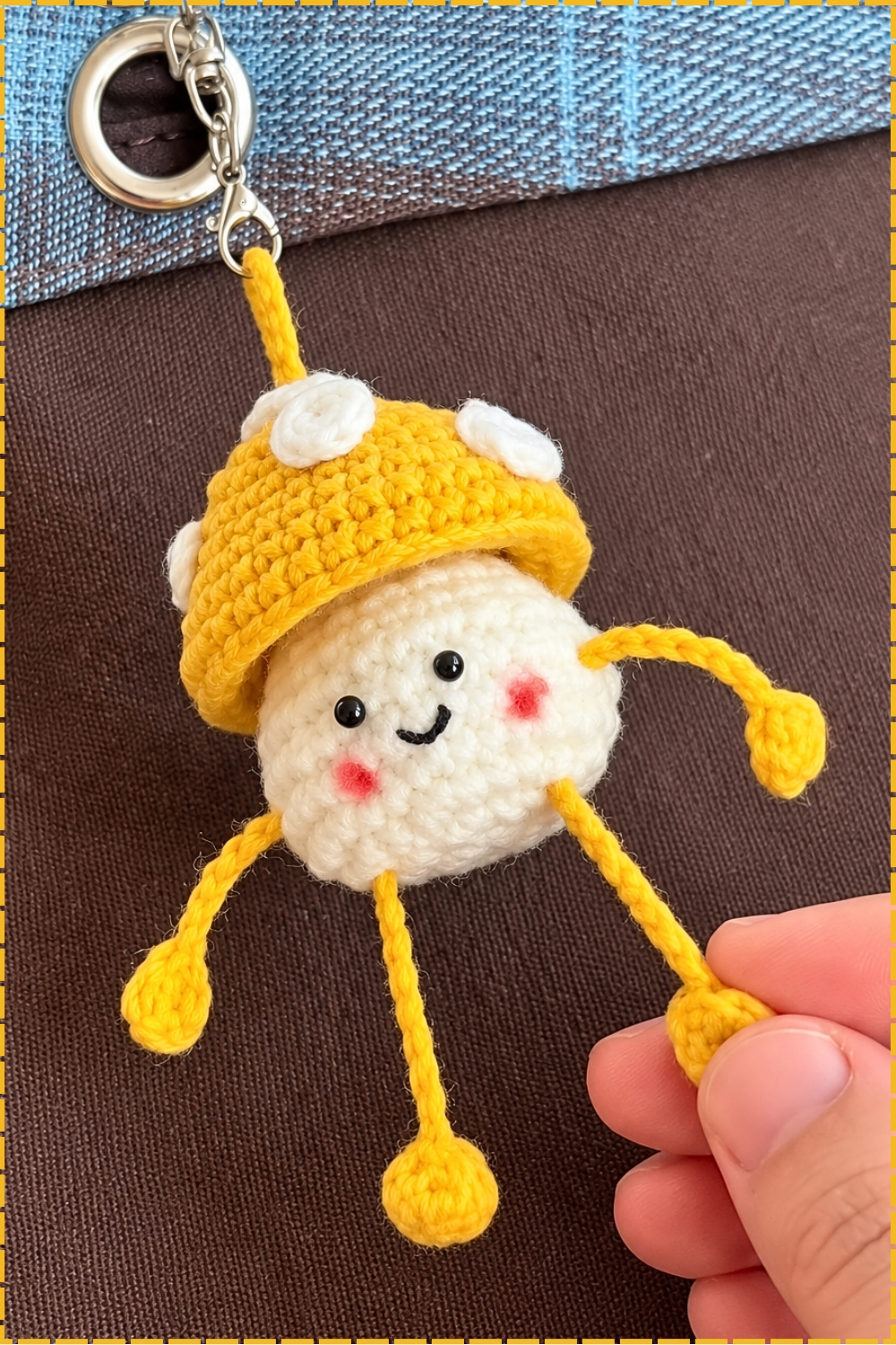 Colorful Crochet Mushroom Keychain Tutorial for Beginners