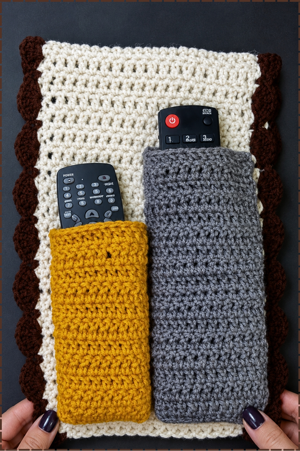Colorful Crochet Remote Control Caddy Holder