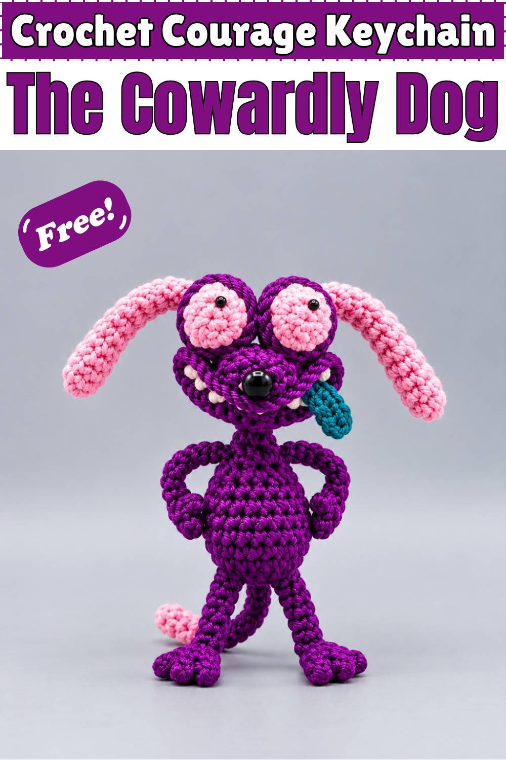 Crochet Courage Keychain The Cowardly Dog