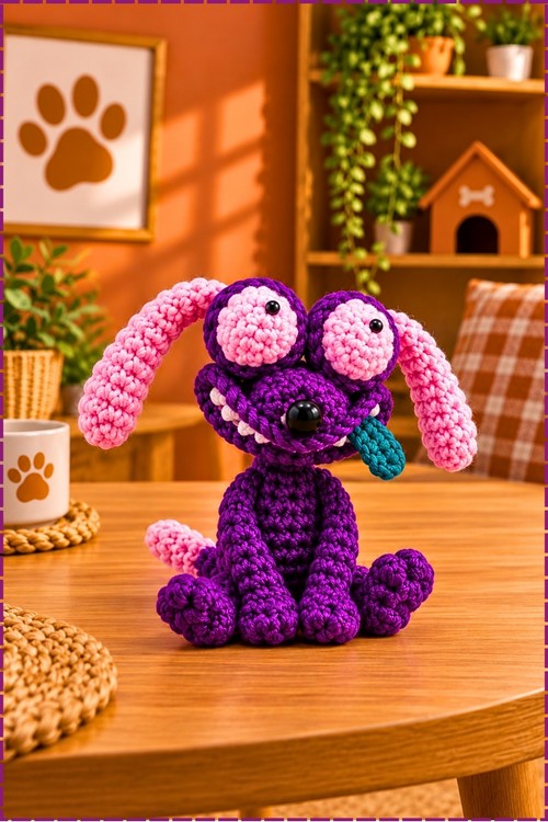 Crochet Courage The Cowardly Dog Keychain 2