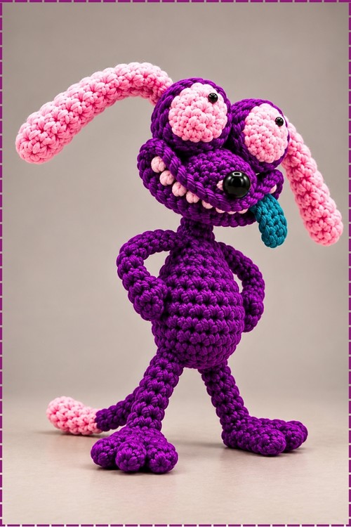 Crochet Courage The Cowardly Dog Keychain 3