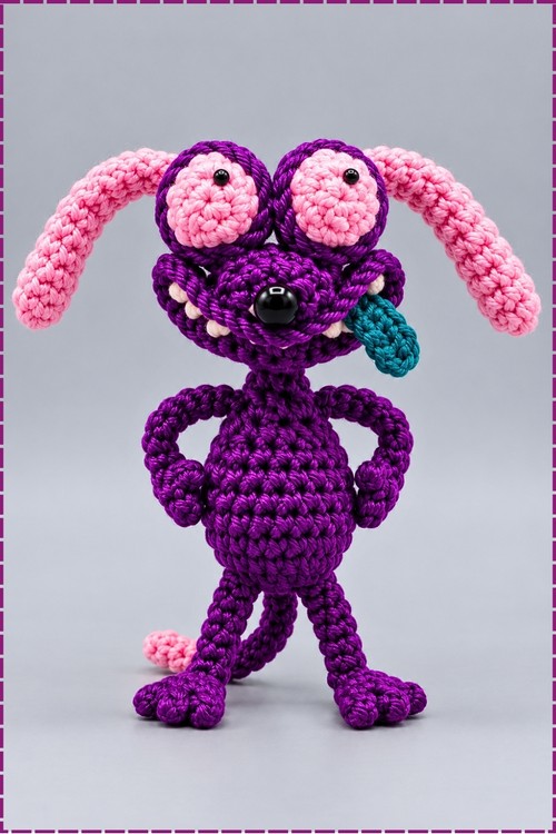 Crochet Courage The Cowardly Dog Keychain 4