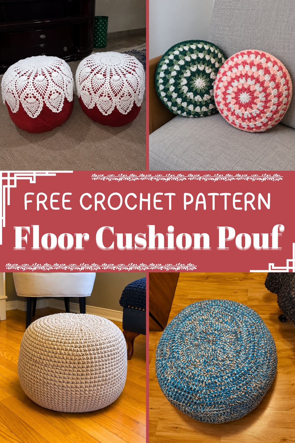 Crochet Floor Cushion And Pouf