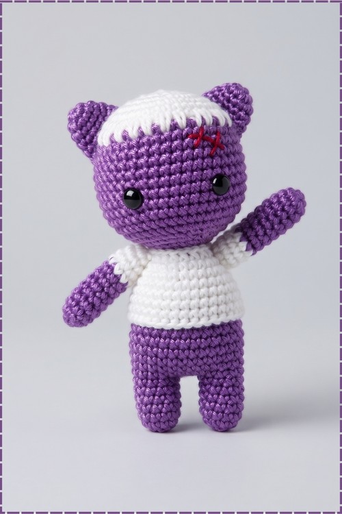 Crochet Franken Cat Doll 3