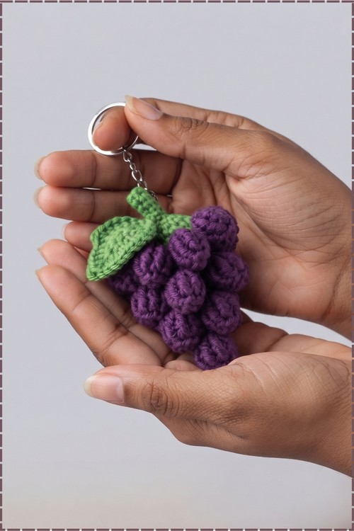 Crochet Grape Keychain 3
