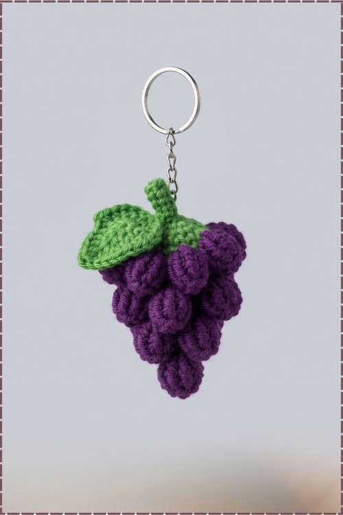 Crochet Grape Keychain 4