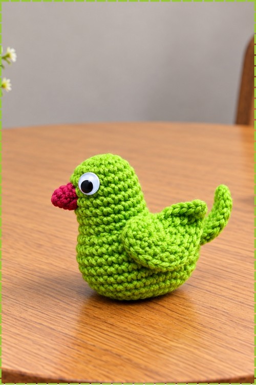 Crochet Green Indian Parrot Amigurumi 2
