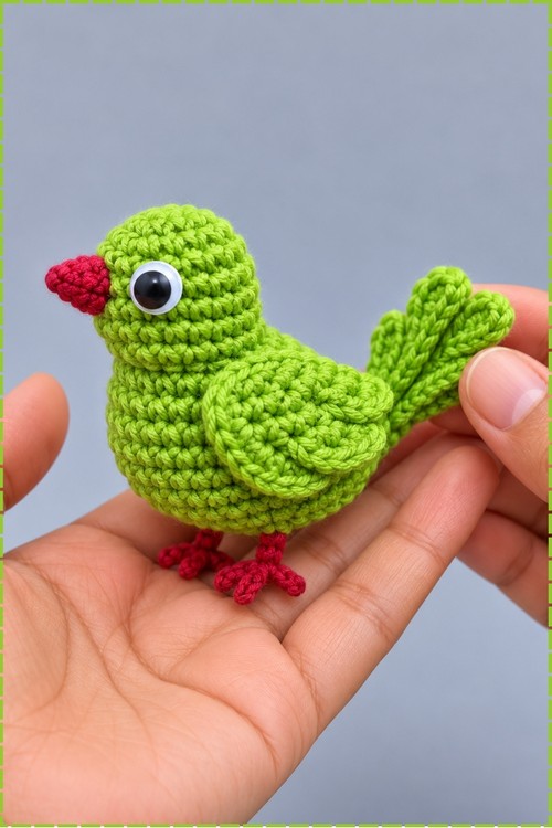 Crochet Green Indian Parrot Amigurumi 3