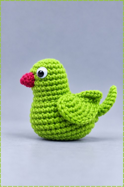 Crochet Green Indian Parrot Amigurumi 4