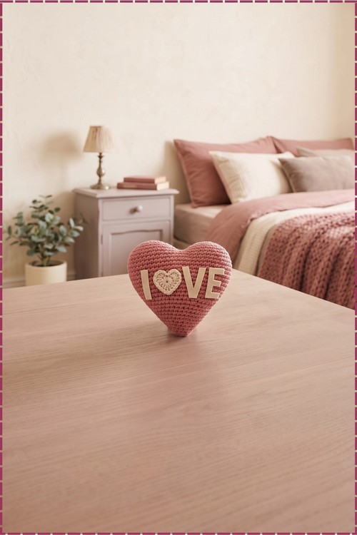 Crochet Heart Shape Pillow With Love 2