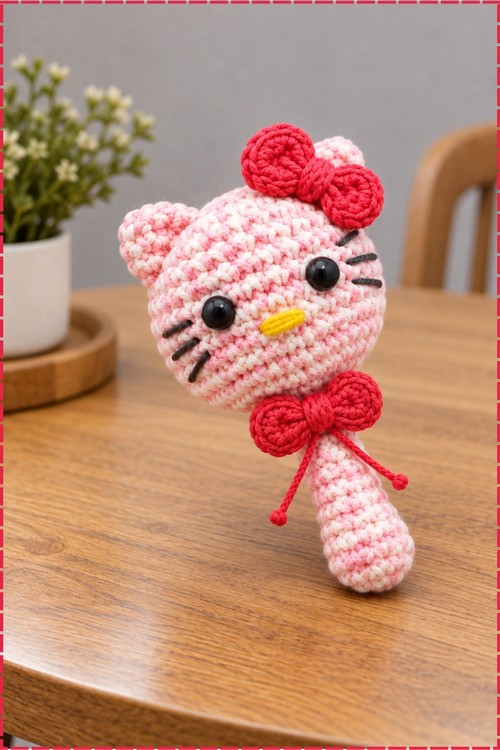 Crochet Hello Kitty Pencil Toper Amigurumi 1