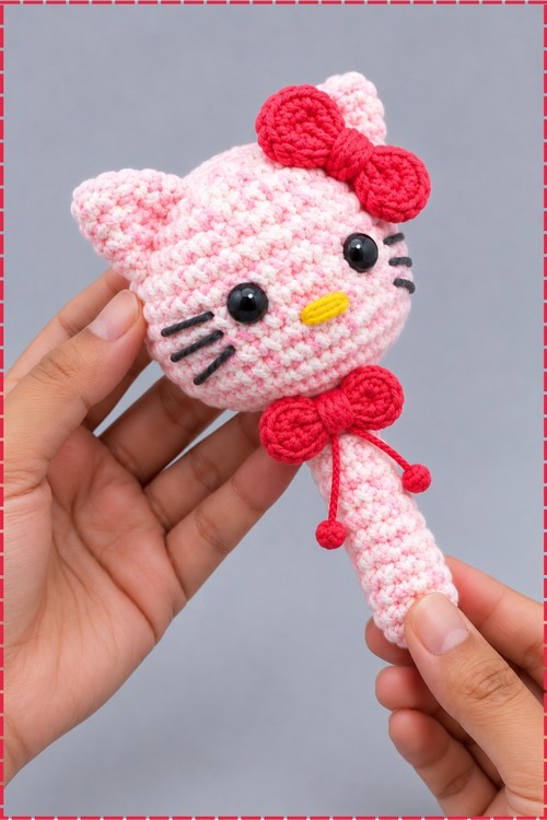 Crochet Hello Kitty Pencil Toper Amigurumi 3