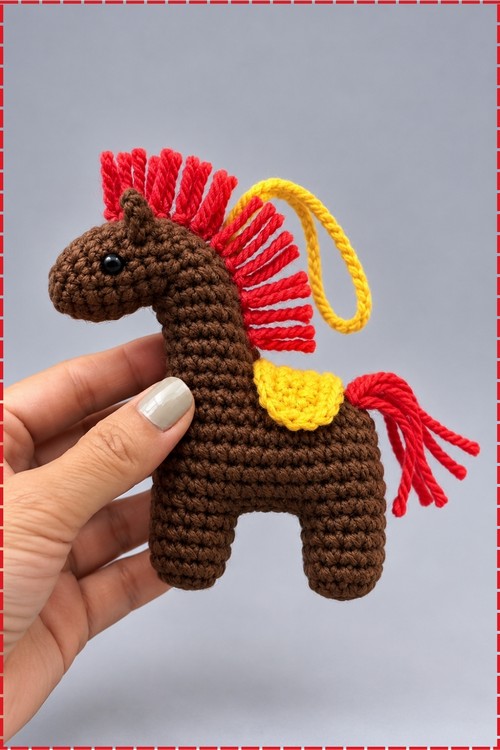 Crochet Horse Keychain 1