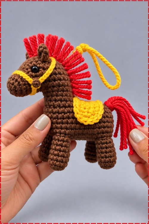Crochet Horse Keychain 3