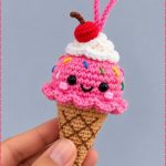 Crochet Ice Cream Keychain