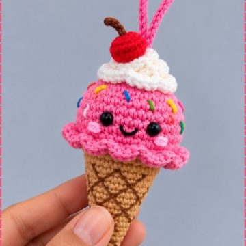 Crochet Ice Cream Keychain