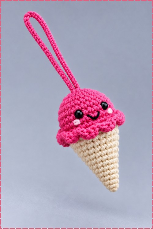 Crochet Ice Cream Keychain 2