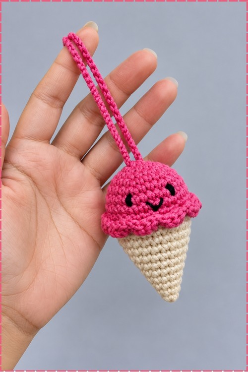 Crochet Ice Cream Keychain 4