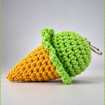 Crochet Keychain Ice Cream Cone 1