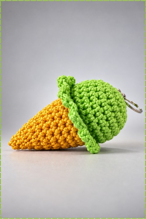 Crochet Keychain Ice Cream Cone 1