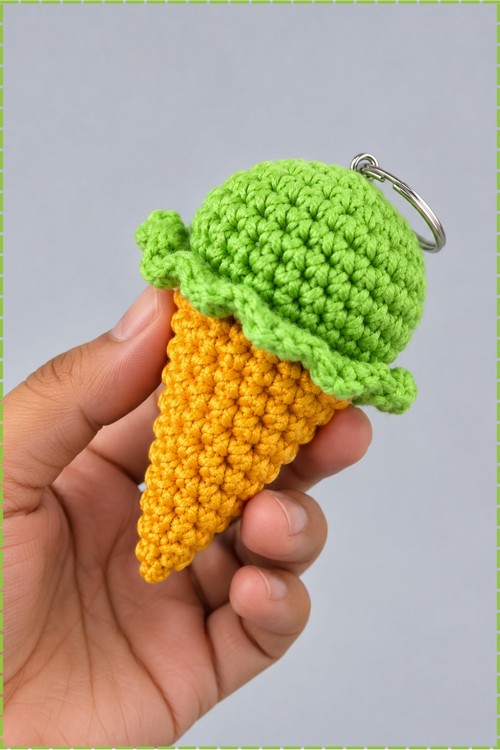 Crochet Keychain Ice Cream Cone 4