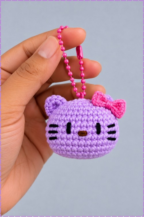 Crochet Kitty Keychain 1