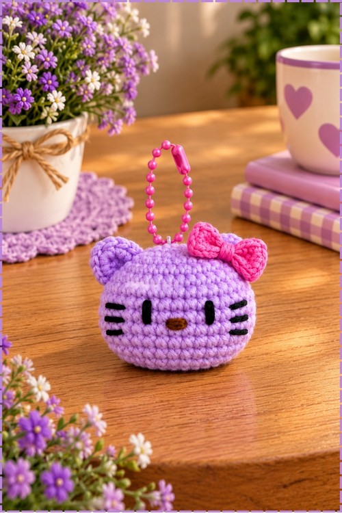 Crochet Kitty Keychain 2