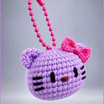 Crochet Kitty Keychain 3
