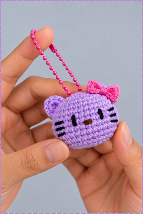 Crochet Kitty Keychain 4