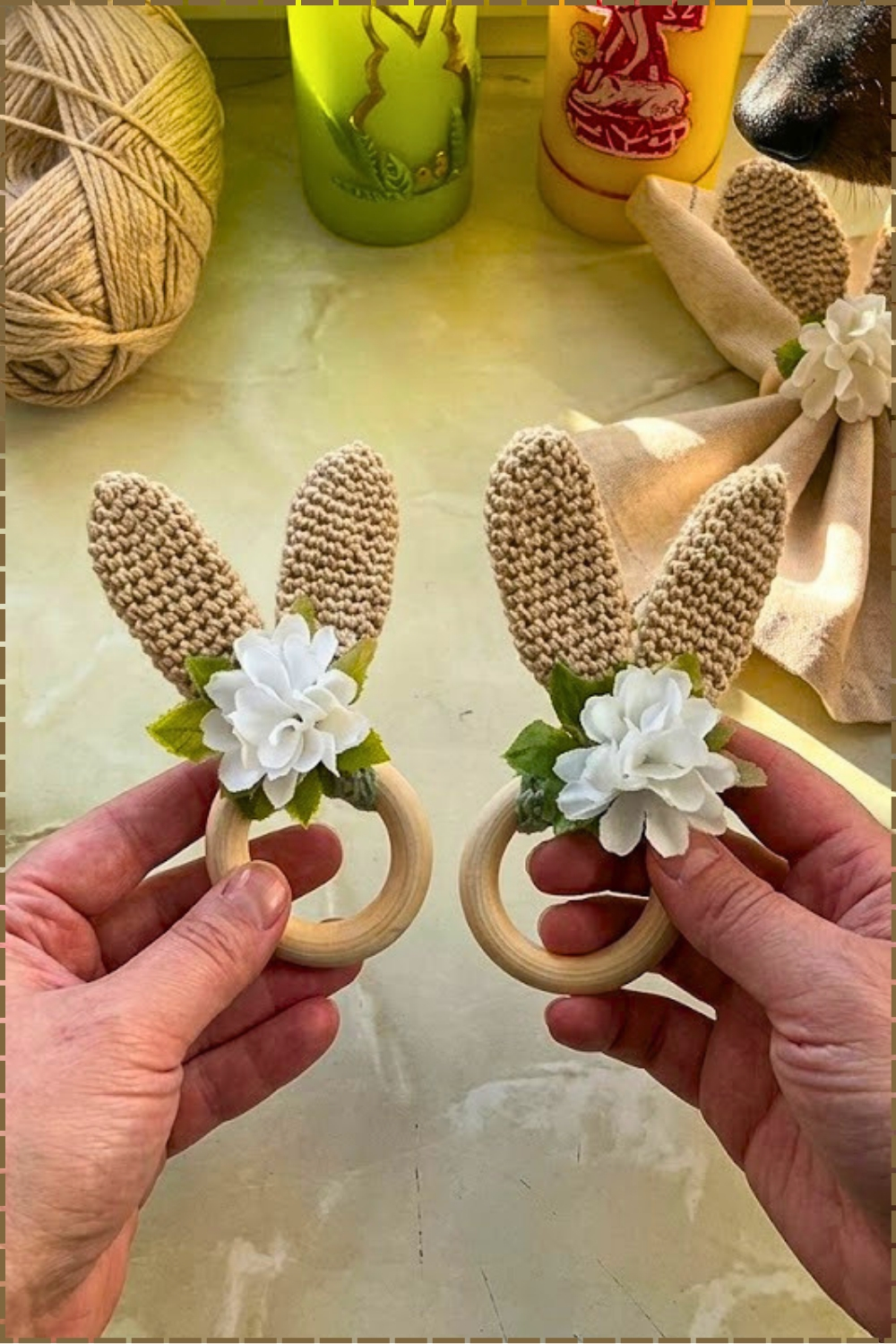Crochet Long Eared Easter Bunny Napkin Ring
